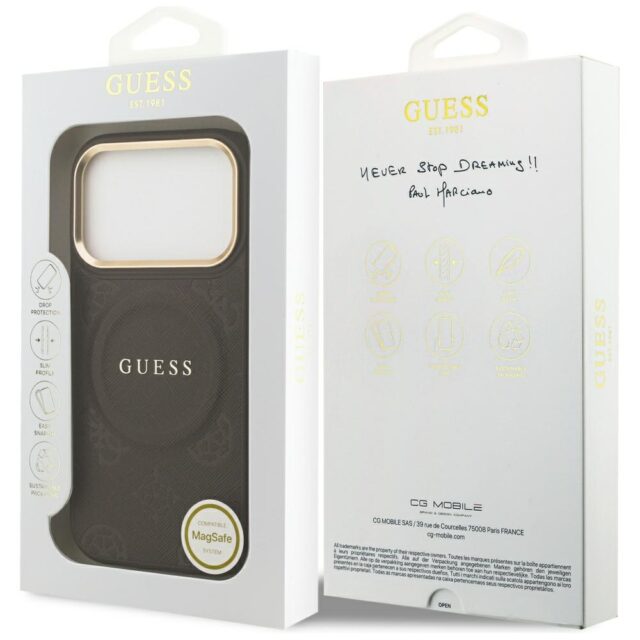 Case Guess Peony Hot Stamp MagSafe for iPhone 17 Pro brown - imagine 8