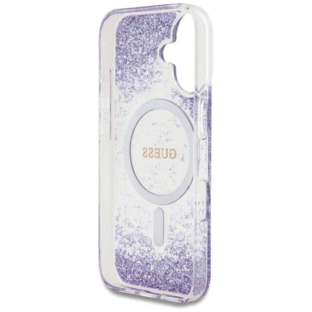 Guess HC Resin Bottom Glitter case for iPhone 16 MagSafe purple - imagine 7