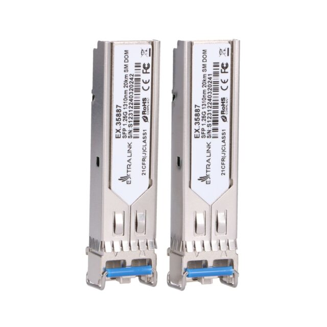 Extralink SFP 1.25G 2-pack | SFP Module | 1,25Gbps, LC/UPC, 1310nm, 20km, single mode, DOM - imagine 3