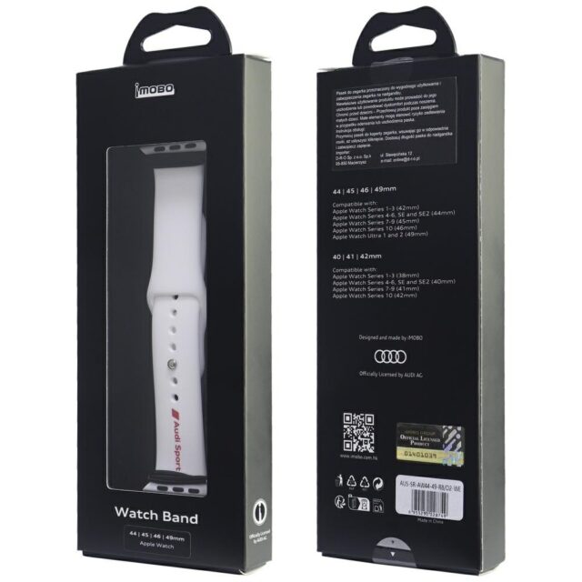 Strap Audi Sport Red Logo Silicone Watch Strap for Apple Watch 44/45/46/49mm white - imagine 4