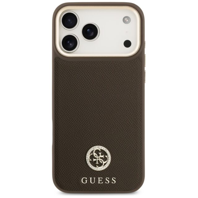 Case Guess Grained Strass Logo MagSafe for iPhone 17 Pro Max brown - imagine 3