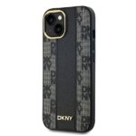 DKNY DKHMP14SPCPVSLK iPhone 14 / 15 / 13 6.1" black hardcase Leather Checkered Mono Pattern MagSafe - imagine 2