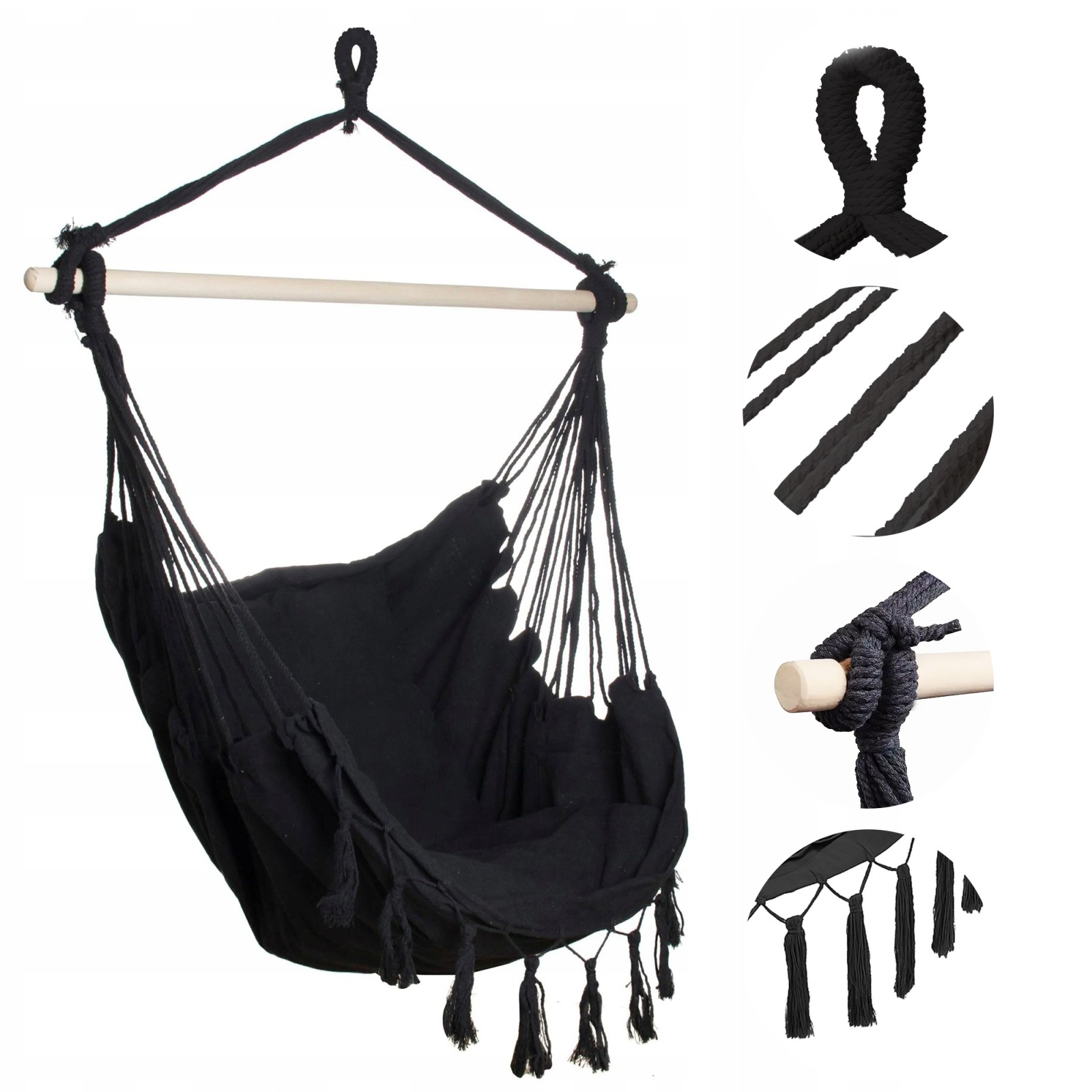 cps-0d0b930ea9f75d6f0091ed277d0cff15-2025-12-05-14-38-00 Black Forest Hammock, Brazilian Chair 100x130cm Black - imagine 1