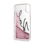 Karl Lagerfeld KLHCPXTRKSIGPI iPhone X/Xs pink hard case Signature Liquid Glitter Stars - imagine 4
