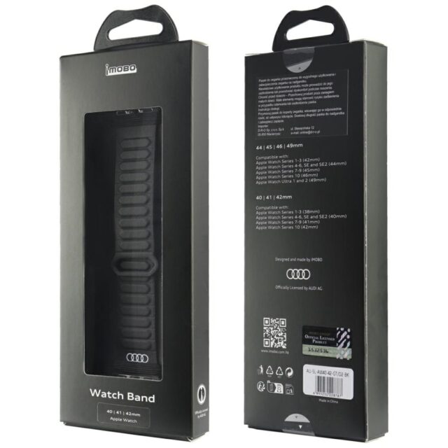 Strap Audi Logo Synthetic Leather Magnetic Ring for Apple Watch 40/41/42mm black - imagine 4