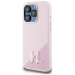 Case Karl Lagerfeld Silicone Shadow Metal Initial MagSafe for iPhone 15 Pro pink - imagine 2