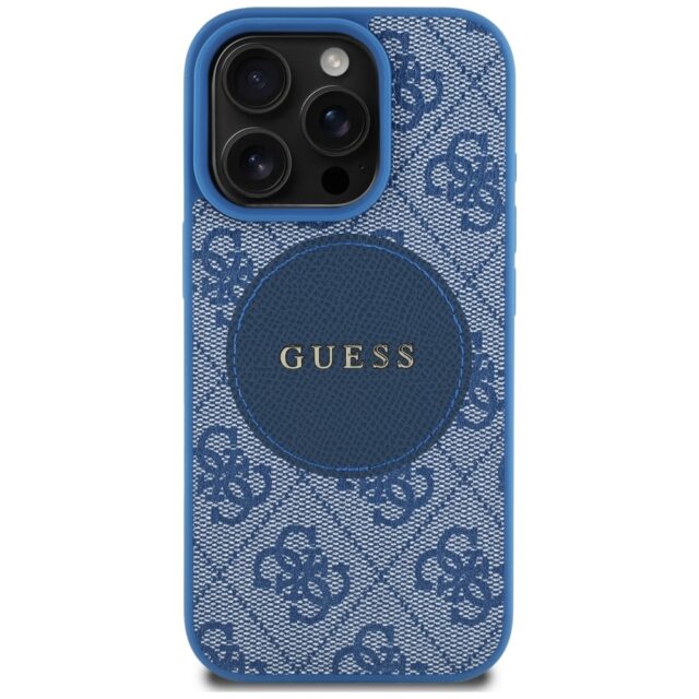 Case Guess 4G Circle Classic Logo MagSafe for iPhone 16 Pro Max blue - imagine 3