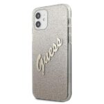 Guess GUHCP12SPCUGLSGO iPhone 12 mini 5,4" gold hardcase Glitter Gradient Script - imagine 2