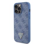 Guess GUHCP15XP4TDPB iPhone 15 Pro Max 6.7" blue hardcase Leather 4G Triangle Strass - imagine 2
