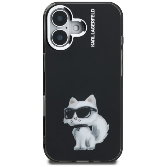 Case Karl Lagerfeld IML Aquarelle        Choupette & Logo for iPhone 16 black - imagine 3