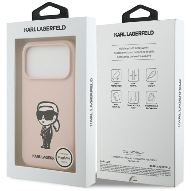 Case Karl Lagerfeld Silicone Karl Sketch & Logo MagSafe for iPhone 17 Pro pink - imagine 8