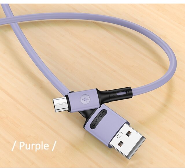 USAMS U52 microUSB 2A Fast Charge Cable 1m purple SJ435USB04 (US-SJ435) - imagine 2