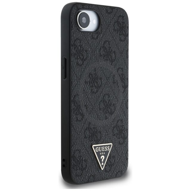 Case Guess 4G Ring Triangle Logo MagSafe for iPhone 16e black - imagine 4