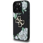 Case Guess Grained Roses Big 4G logo for iPhone 16 Pro black - imagine 2