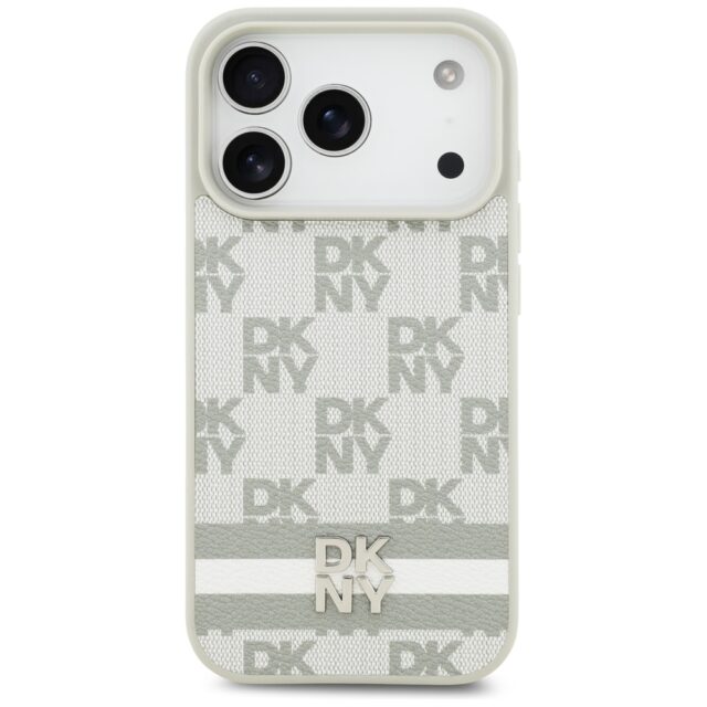 Case DKNY Checkered with Printed Stripes for iPhone 17 Pro beiige - imagine 3