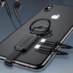 USAMS Adapter AU06 2-in-1 Lightning to 2 x Lightning + Ring Holder black SJ274LN01 (US-SJ274) - imagine 2