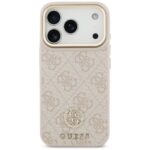 Case Guess 4G Strass Logo & Big Strap    Metal Buttons MagSafe for iPhone 17 Pro pink - imagine 3