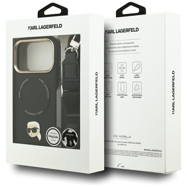 Karl Lagerfeld Big Strap Karl Metal Logo MagSafe Case for iPhone 17 Pro Max Black - imagine 10