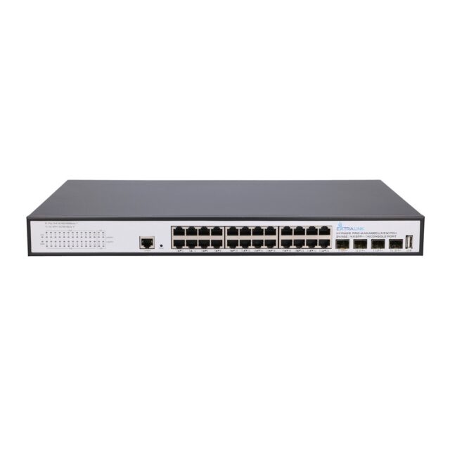 Extralink Hypnos Pro | Switch | 24x RJ45 1000Mb/s PoE, 4x SFP+, L3, managed, 450W - imagine 2