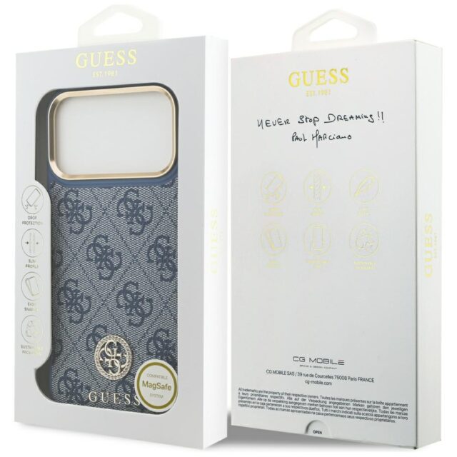 Case Guess 4G Strass Logo MagSafe for iPhone 17 Pro Max blue - imagine 8