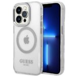 Guess GUHMP14LHTRMS iPhone 14 Pro 6,1" silver hard case Metal Outline Magsafe