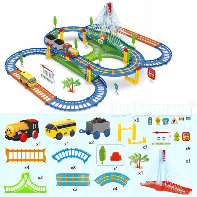 Electric Train Track King Extralink Kids, with Locomotive and Battery-Powered Car - imagine 3