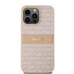DKNY DKHCP15XPRTHSLP iPhone 15 Pro Max 6.7 inch pink hardcase Leather Mono Stripe & Metal Logo - imagine 3