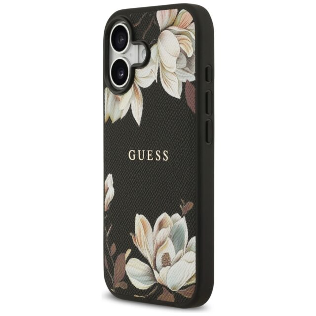 Guess Grained Flowers Classic Logo MagSafe case for iPhone 17 black - imagine 2