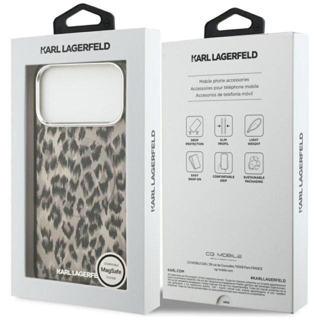 Karl Lagerfeld IML Leopard Pattern MagSafe Case for iPhone 17 Pro Max Brown - imagine 8