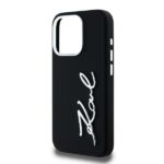 Karl Lagerfeld KLHCP15LSCMSMVK iPhone 15 Pro 6.1" black hardcase Silicone Metal Script Logo - imagine 6
