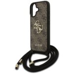 Case Guess 4G Big Logo Cord Stap         Crossbody for iPhone 17 brown - imagine 5