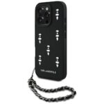 Case Karl Lagerfeld Saffiano Crystals w/Chain for iPhone 16 Pro black