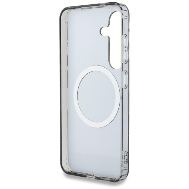 Case Guess Glitter Flowers Triangle Buttons MagSafe for Samsung Galaxy S25 black - imagine 7