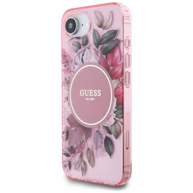 Case Guess IML Flowers MagSafe for iPhone 16e pink - imagine 2