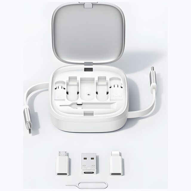 USAMS 3in1 retractable cable with boxMicroUSB/USB-C/Lightning 60W steel/tarnish SJ650USB01 - imagine 10