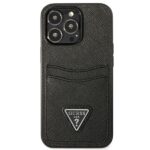 Guess GUHCP13LPSATPK iPhone 13 Pro / 13 6,1" black hardcase SaffianoTriangle Logo Cardslot - imagine 3