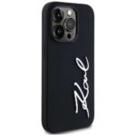 Case Karl Lagerfeld Silicone Metal Script Logo for iPhone 14 Pro black - imagine 4