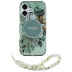 Guess GUHMP16SHFWBRCESN iPhone 16 6.1" green hardcase IML Flowers With Pearl Strap MagSafe - imagine 2