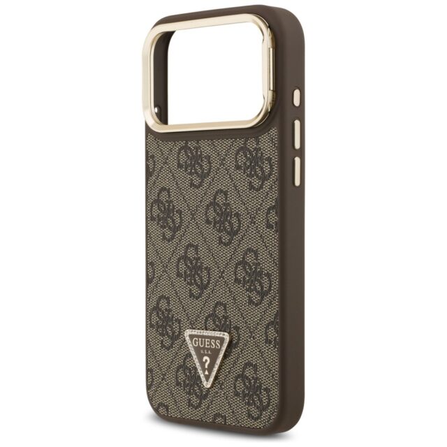 Case Guess 4G PU Triangle Logo & Stand Camera Magsafe for iPhone 17 Pro Max brown - imagine 6