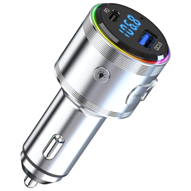 3MK Hyper Car Power Transmitter 48W QC PD PPS USB-C/USB-A with Audio Transmitter Silver - imagine 7