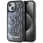 Case Karl Lagerfeld Liquide Glitter Monogram Gradient for iPhone 15 black