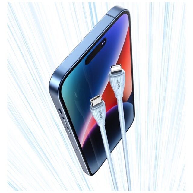 Cable USAMS Green Series SJ717 30W USB-C to Lightning 1m white - imagine 6