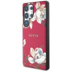 Case Guess Grained Printed Flower Pattern MagSafe for Samsung Galaxy S25 Ultra fuchsia - imagine 2