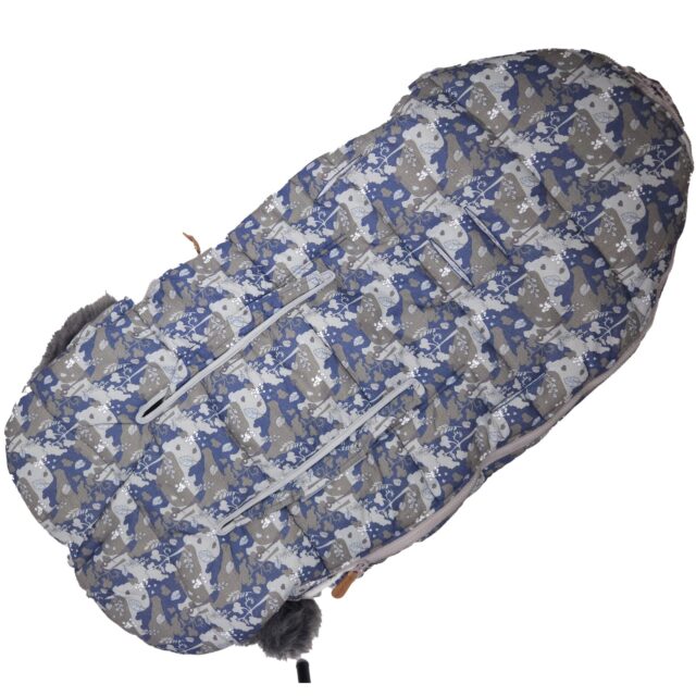 Infant Sleeping Bag for Stroller, Car Seat, and Sled Extralink with Ears, Faux Fur Insulated 100cm Camo - imagine 3