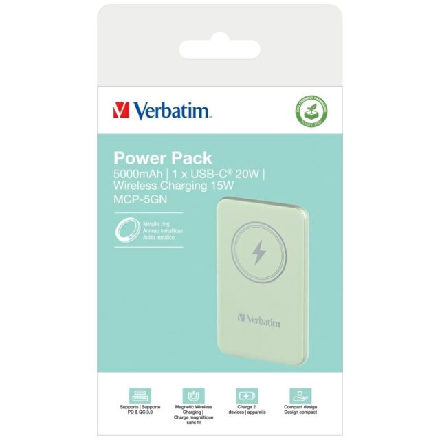 Verbatim Wireless Magnetic Power Bank `n` Go 15W 5000mAh green 32241 - imagine 6