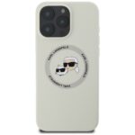 Case Karl Lagerfeld Silicone Double Heads And Circle MagSafe for iPhone 16 Pro beige - imagine 3