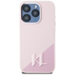 Case Karl Lagerfeld Silicone Shadow Metal Initial MagSafe for iPhone 15 Pro pink - imagine 3
