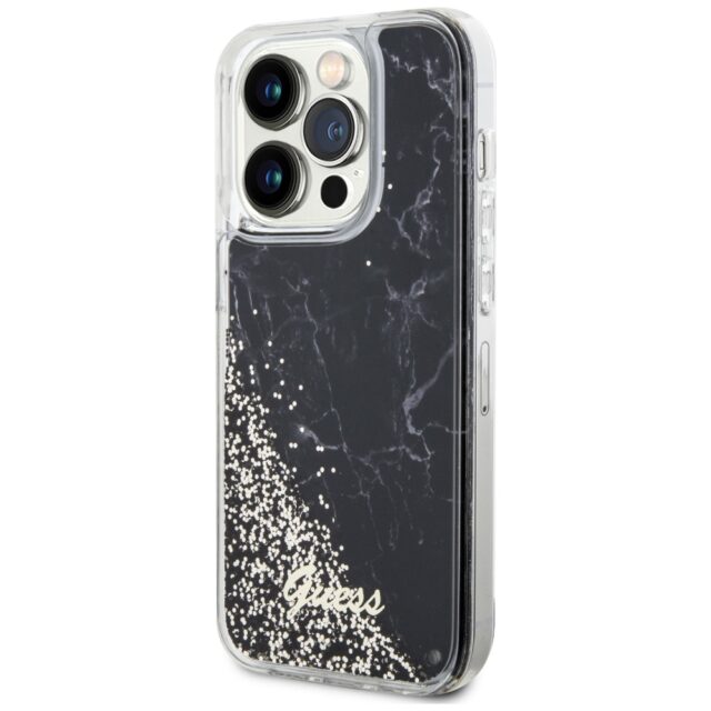 Guess GUHCP14LLCSGSGK iPhone 14 Pro 6.1" black hardcase Liquid Glitter Marble - imagine 2