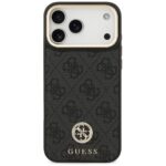 Guess 4G Srtass Logo & Big Strap Metal Buttons MagSafe Case for iPhone 17 Pro Max black - imagine 3