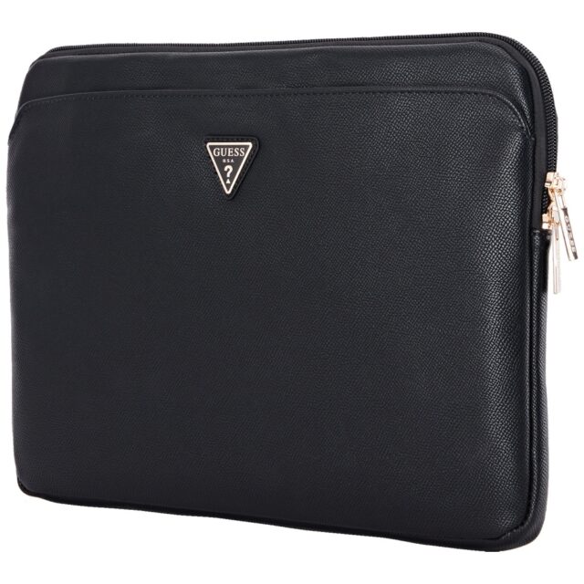 Bag Guess Sleeve 14" Grained  Zipper Pocket Triangle Logo black - imagine 3
